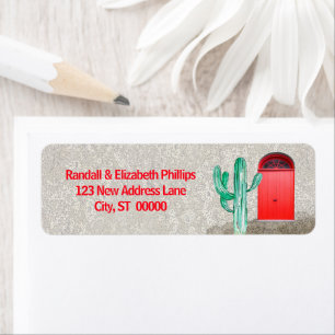 Southwestern Style Stucco Red Doors Saguaro Cactus