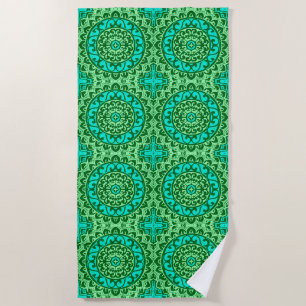 Southwestern Sun Mandala Batik, Beach Towel