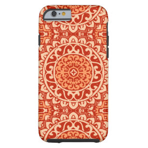Southwestern Sun Mandala Batik, Coral Orange Tough iPhone 6 Case