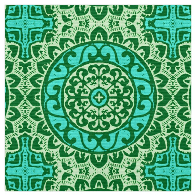 Southwestern Sun Mandala Batik, Lime Green Fabric (Swatch)