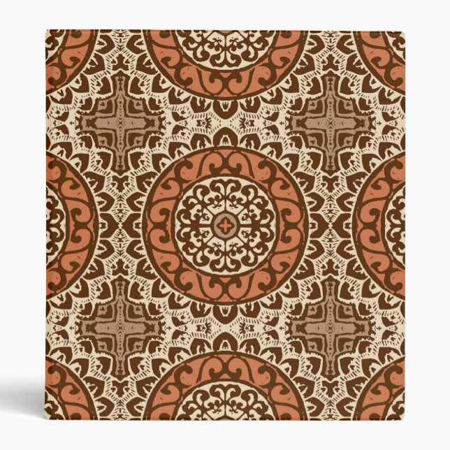 Southwestern Sun Mandala Batik, Rust & Brown Binder (Front)