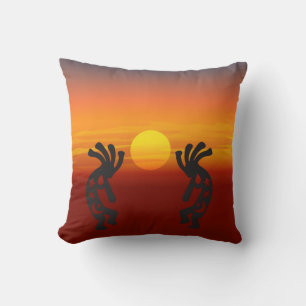 Southwestern Sunset Kokopelli Throw Pillow