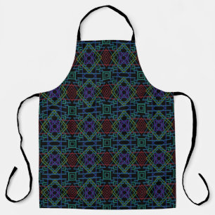 Southwestern Symmetrical Tiled Pattern Line Art Apron