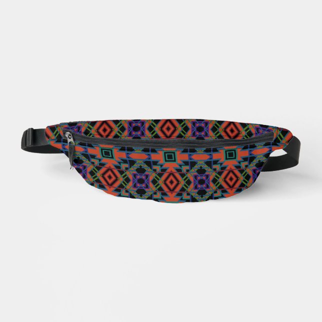 Southwestern Symmetrical Tiled Pattern Line Art Fanny Pack (Front)