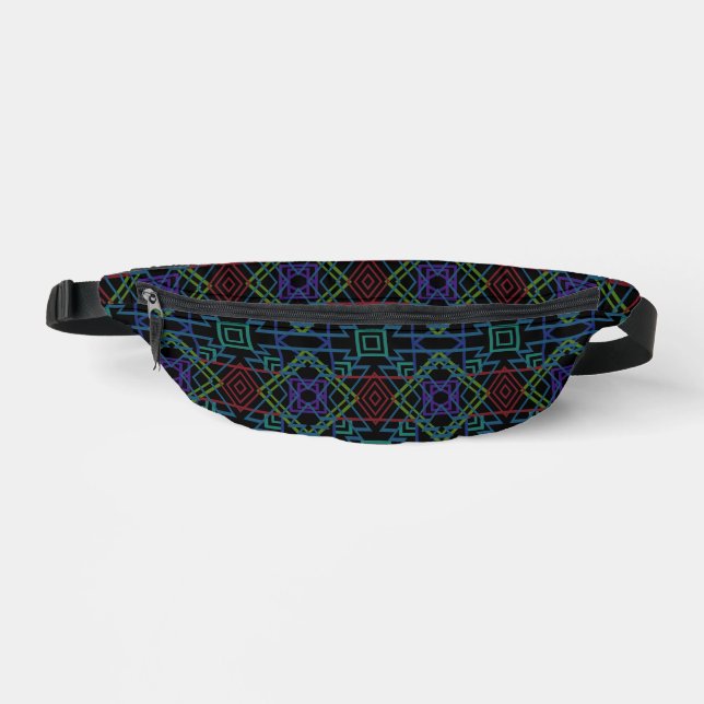 Southwestern Symmetrical Tiled Pattern Line Art Fanny Pack (Front)