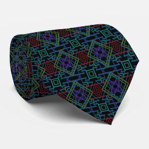 Southwestern Symmetrical Tiled Pattern Line Art Tie
