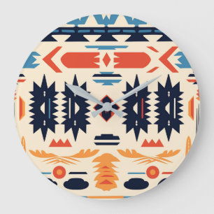 Southwestern Tribal Aztec Geometric Boho Large Clock