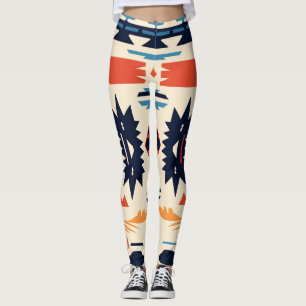 Southwestern Tribal Aztec Geometric Boho Leggings
