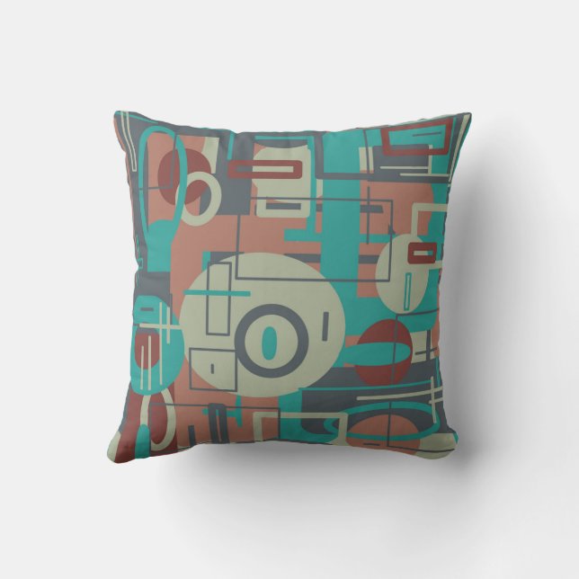 Southwestern Tribal Geometric Shapes Abstract Art Throw Pillow (Back)
