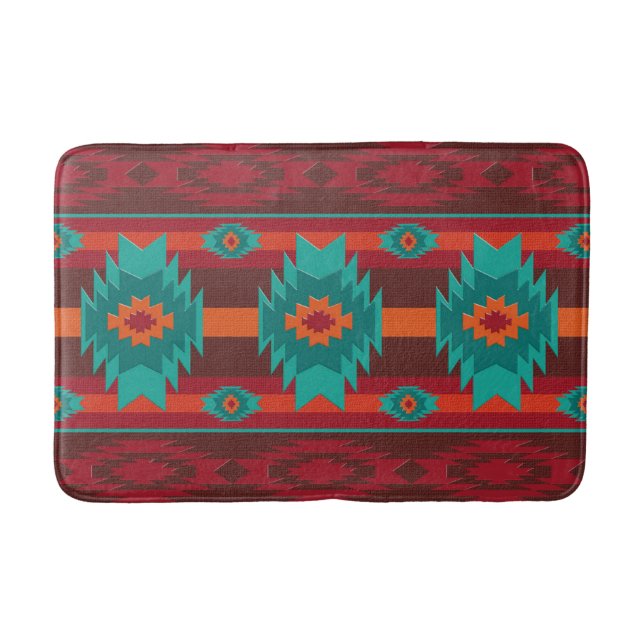 Southwestern tribal pattern bath mat (Front)
