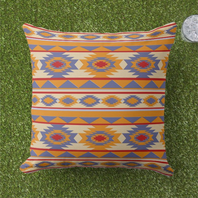 Southwestern tribal pattern outdoor pillow (Grass)