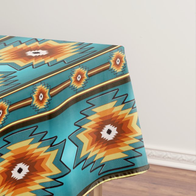 Southwestern tribal pattern tablecloth (In Situ)