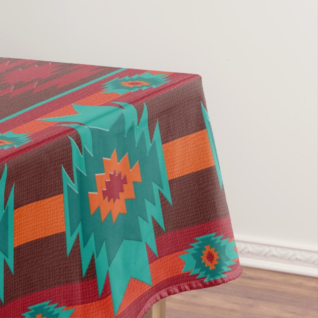 Southwestern tribal pattern tablecloth (In Situ)