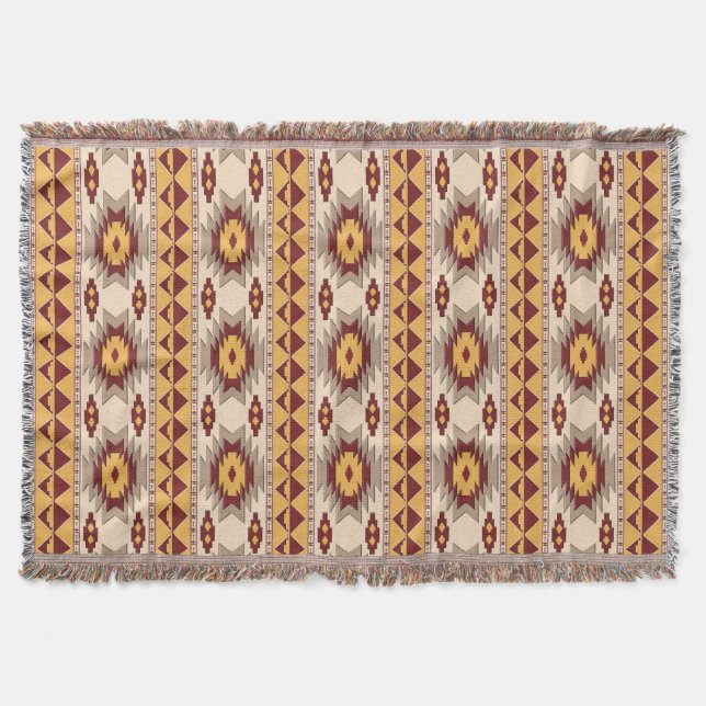 Southwestern tribal pattern throw blanket (Front)