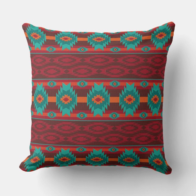 Southwestern tribal pattern throw pillow (Front)