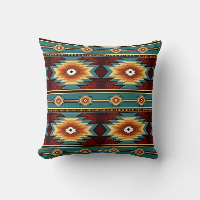 Southwestern tribal pattern throw pillow (Front)