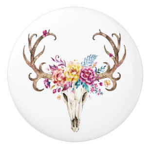 Southwestern Tribal Skull 3 Ceramic Knob