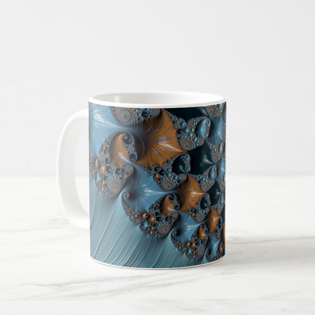 Southwestern Turquoise Fractal Art Coffee Mug (Front Left)
