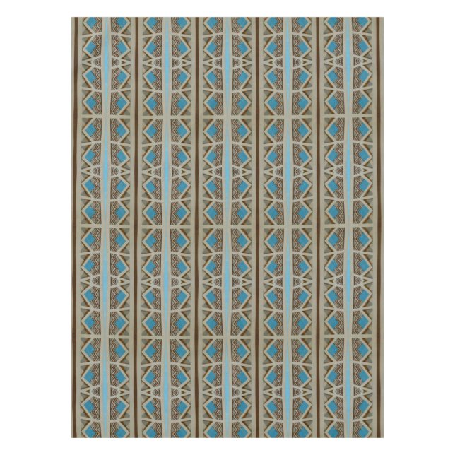 Southwestern Turquoise Grey Brown Pattern Tablecloth (Front)