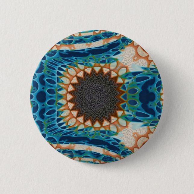 Southwestern Turquoise Native Pattern 2 Inch Round Button (Front)