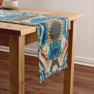 Southwestern Turquoise Native Pattern Short Table Runner