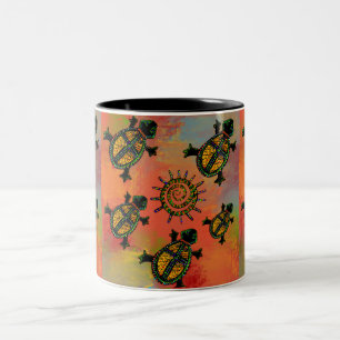 SOUTHWESTERN TURTLES ART       Two-Tone COFFEE MUG