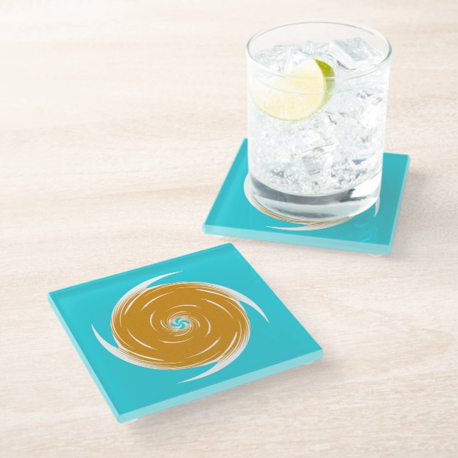 Southwestern Twirl Pattern Glass Coaster (Angled)