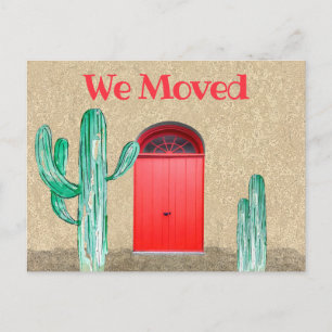 Southwestern We Moved Announcement Doors Cactus Postcard