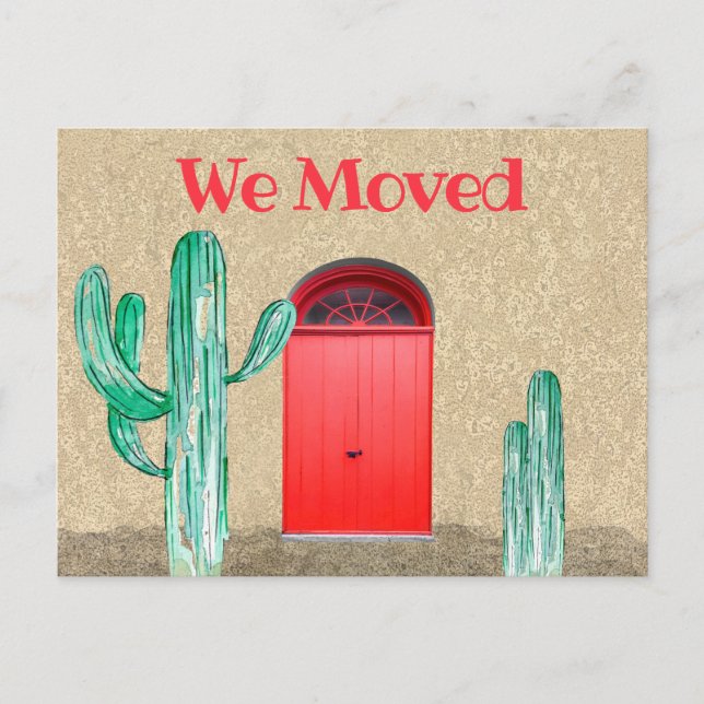 Southwestern We Moved Announcement Doors Cactus Postcard (Front)