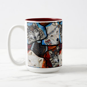 SOUTHWESTERN WOLF ART Two-Tone COFFEE MUG