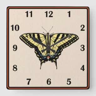 Southwestern Yellow Swallowtail Butterfly Square Wall Clock