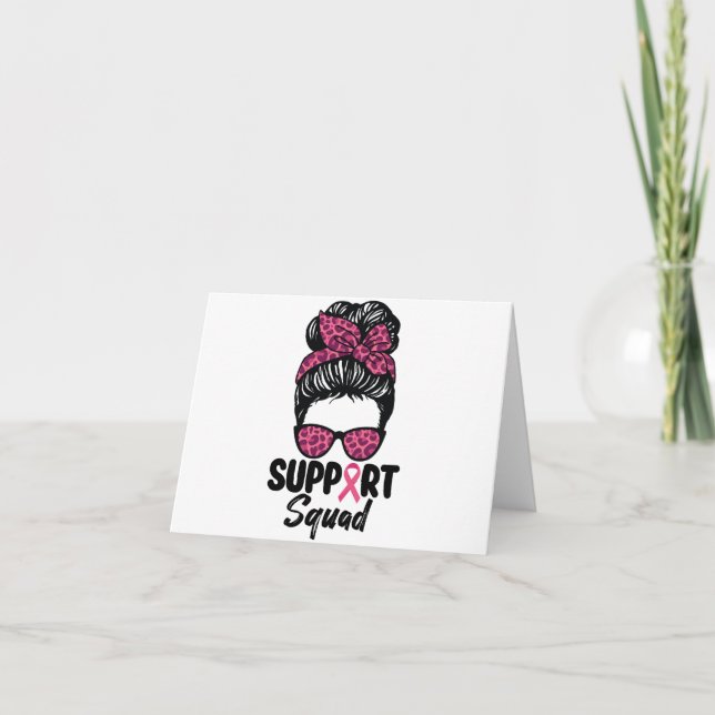 Soutien Squad Messy Bun Pink Warrior Cancer du sei (Devant)