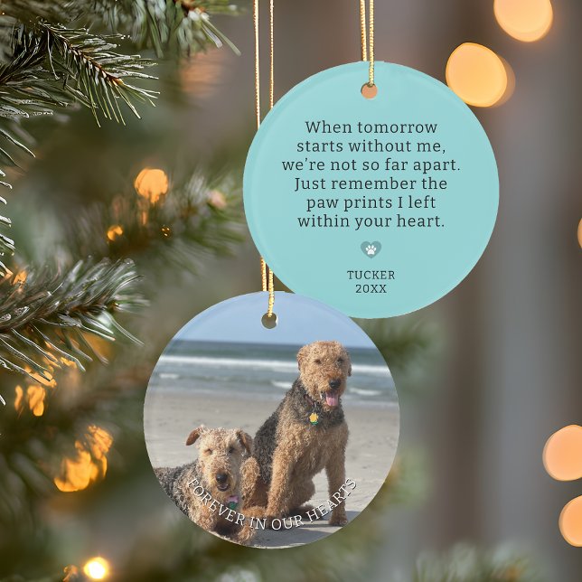 Souvenez-vous des Empreintes de pattes de saké dan (Remembrance Keepsake Paw Prints In Your Heart Photo Ornament)