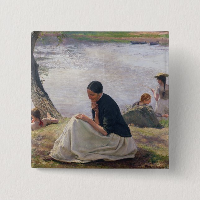 Souvenir, 1891 2 inch square button (Front)