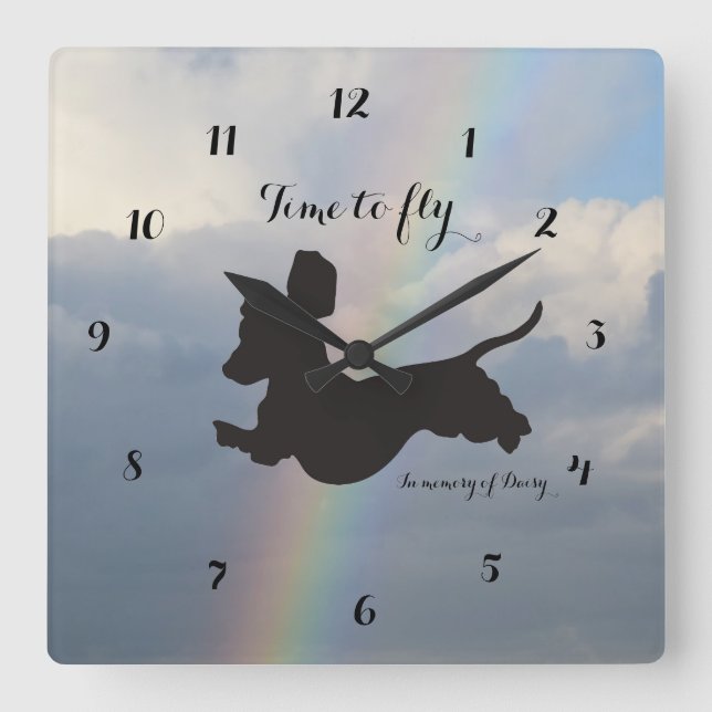 Souvenir Arc-en-ciel Dachshund Horloge murale (Recto)