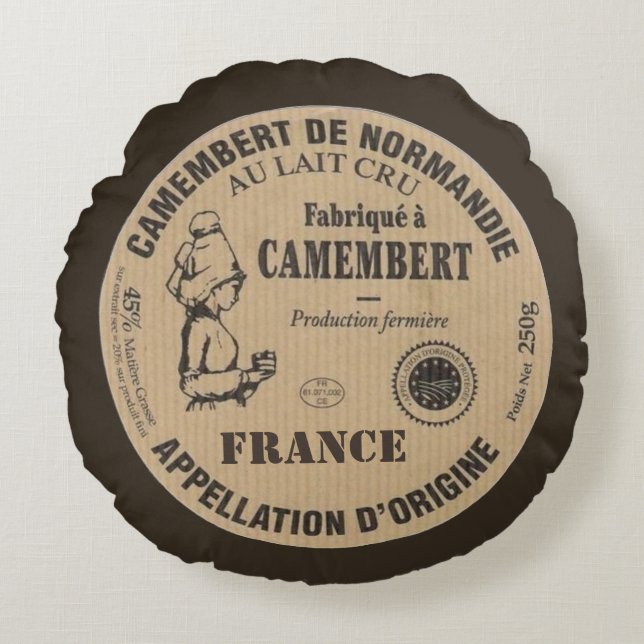 Souvenir de France : Le camembert Round Pillow (Front)