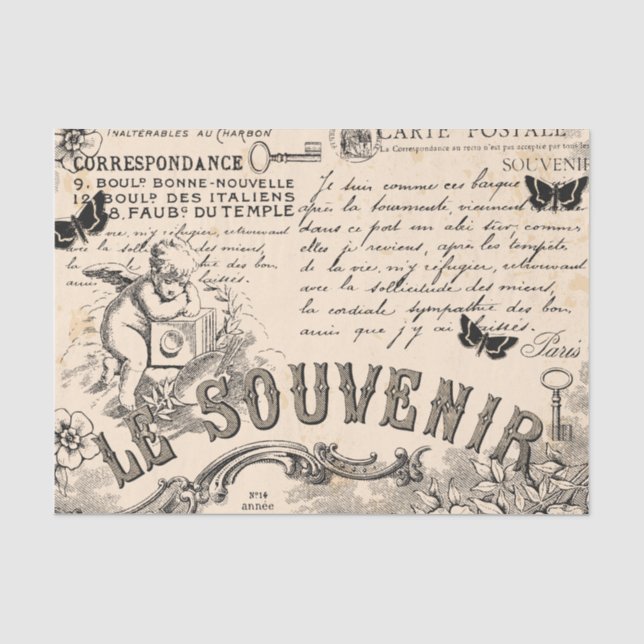Souvenir Decoupage Tissue Paper - French Vintage (Front)