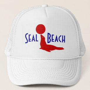 Souvenir Hat Seal Beach CA Travel Red White Blue