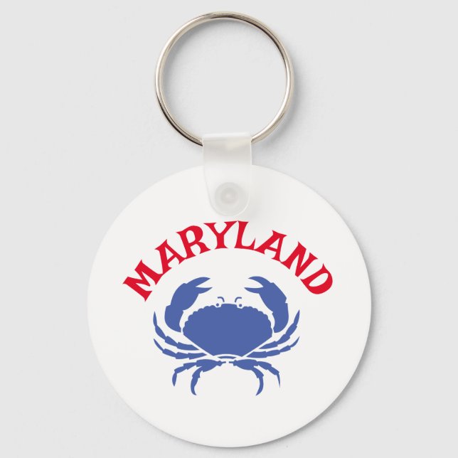 Souvenir Maryland Blue Crab Travel Red White Blue Keychain (Front)