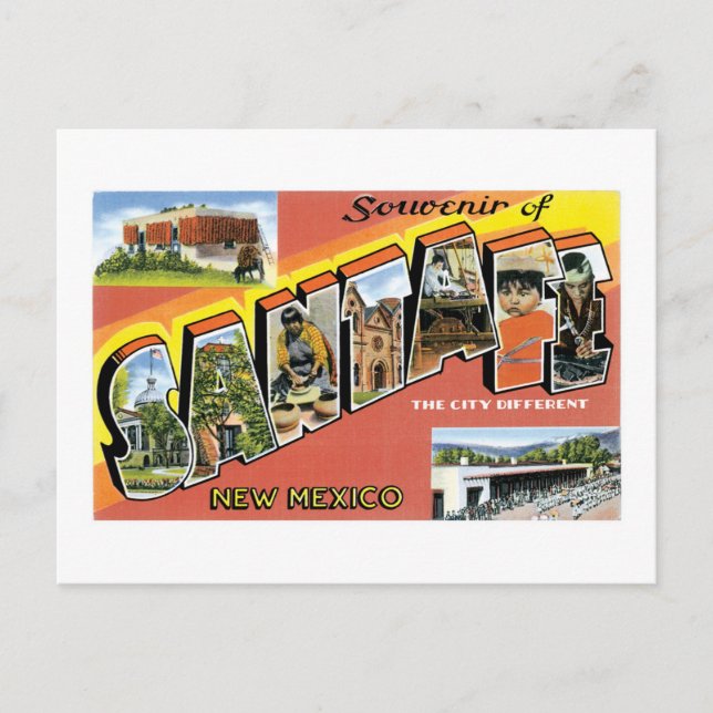 Souvenir of Santa Fe, New Mexico Postcard (Front)