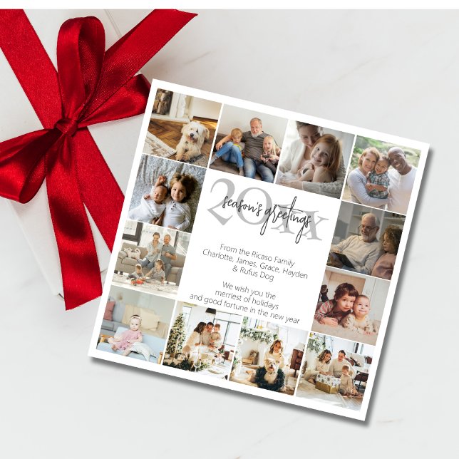 Souvenirs de vacances 12 Noël Modèle photo (Holiday Memories 12 Photo Template Christmas cards by Ricaso. Add photographs and your own message)