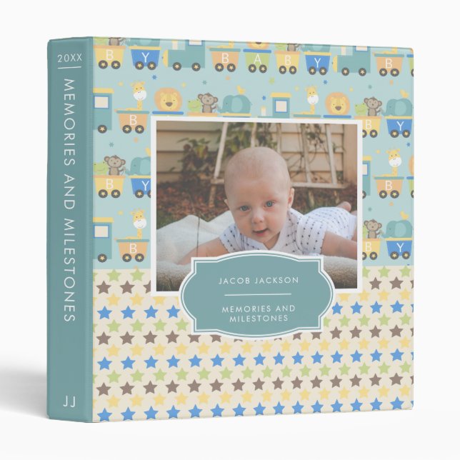 Souvenirs et jalons Baby Book Classeur pour garçon (Devant/Côté)