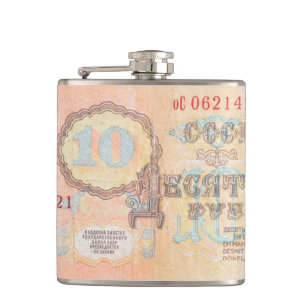 Soviet 10 ruble banknote hip flask