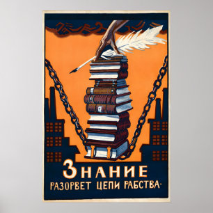 Soviet 1920s Poster Knowledge will break the