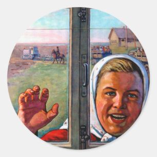 Soviet Agricultural Porpaganda Classic Round Sticker