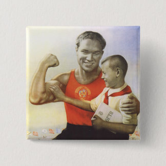 Soviet Athlete 2 Inch Square Button