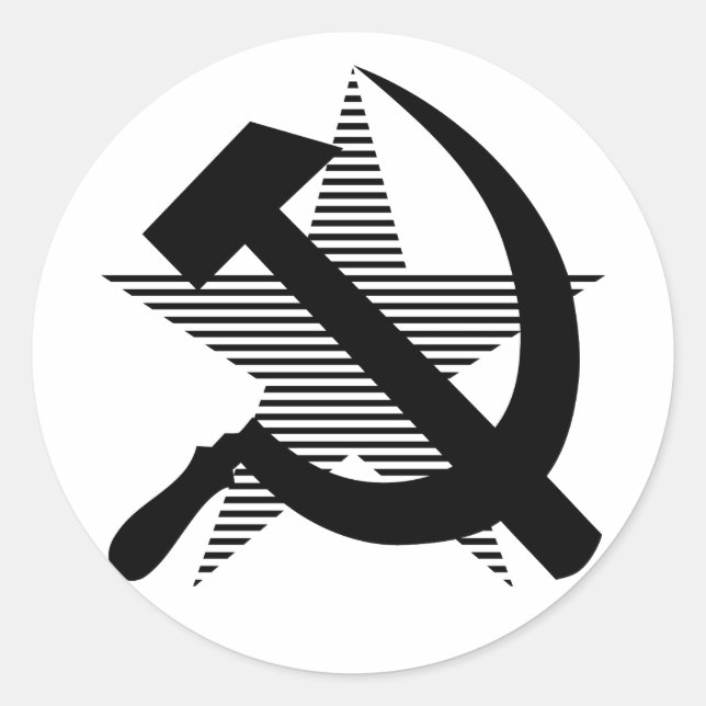Soviet Black Hammer & Sickle Classic Round Sticker (Front)