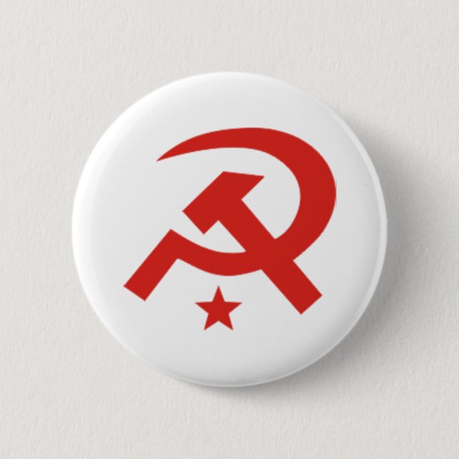 Soviet hammer and sickle design 2 inch round button (Front)