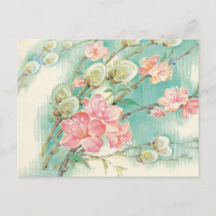 Soviet holiday card with willow branches