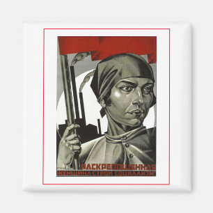 Soviet Poster Posters Art Woman Strong Face Magnet